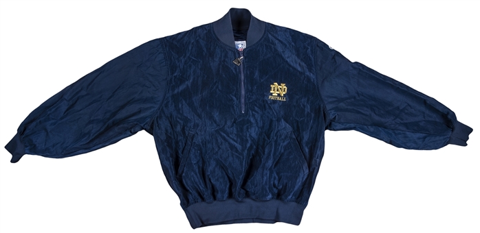 1995-96 Lou Holtz Game Worn Notre Dame Quarter Zip Jacket With "Mobil Cotton Bowl 1993 1994" On Left Shoulder (Holtz LOA)